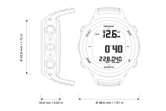 Компьютер Suunto D4F (часы для фридайвинга и подводной охоты)-0